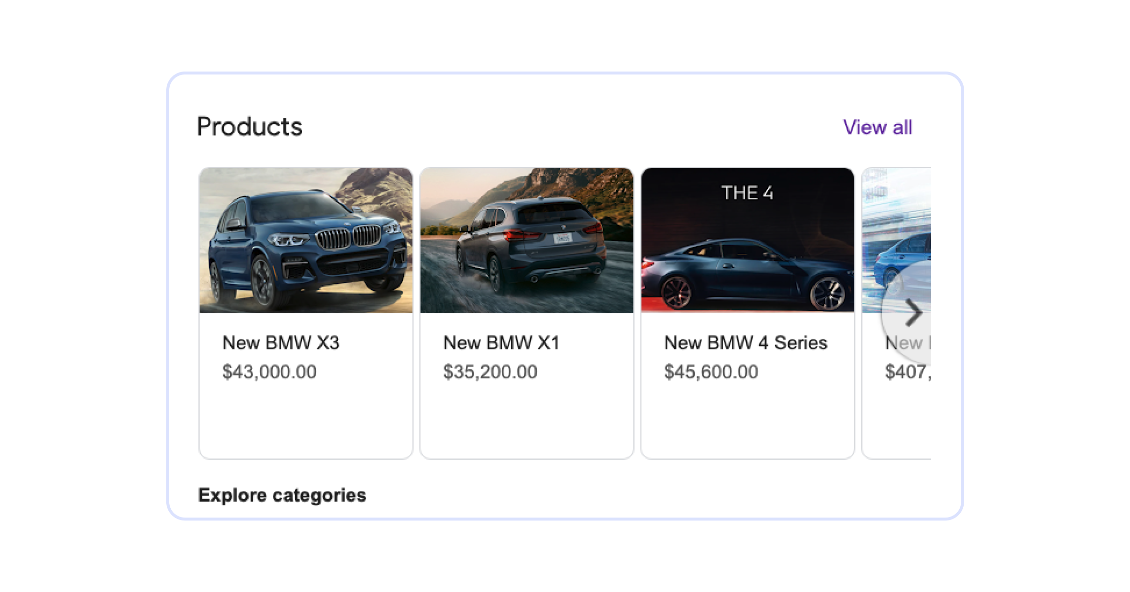 seção de produtos no perfil do gbp